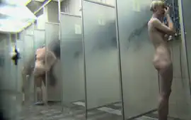 Gorgeous females in a public shower room