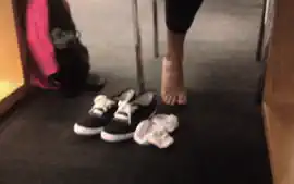 Candid sexy indian feet socks off at library