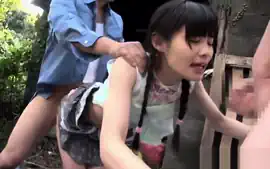 A beautiful girl is outdoors being fingered by two men and gets bukka...