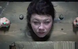 Restrained sub whipped while anally hooked