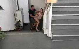 Horny couple caught by the surveilling camera fucking on the office s...