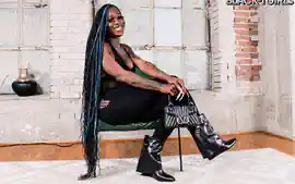 BLACK TGIRLS Black Tgirl with big boobs and cock masturbates