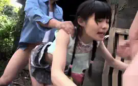 A beautiful girl is outdoors being fingered by two men and gets bukka...