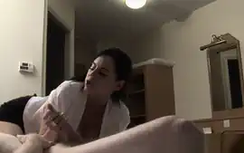 Amateur CFNM milf doggystyled after handjob