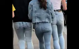 Cute girl with Tight Jean on street