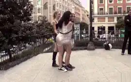 Naked sluts wrapped in nylon in public
