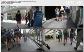 Incredibly Short Mini Jeans Skirt Candid Upskirt hot