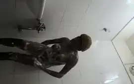 Ebony Joy teen 18+ shower spy
