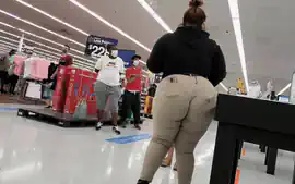 Bbw Walmart employee big booty wedgie see thru