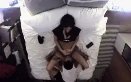 Tattooed brunette babe in fishnets gives friend pussy licking quickie