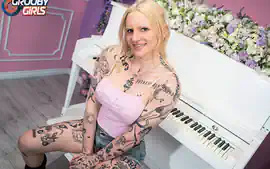 GROOBYGIRLS - Astrid Soleil stuns in pink and ink with big boobs